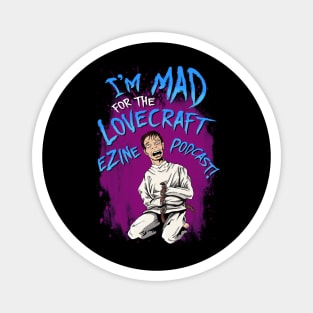 Lovecraft eZine Podcast - blue text, purple background Magnet